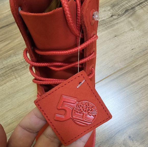 Timberland® Premium 6-Inch Waterproof Boot, red, size US 8 - Picture 13 of 17